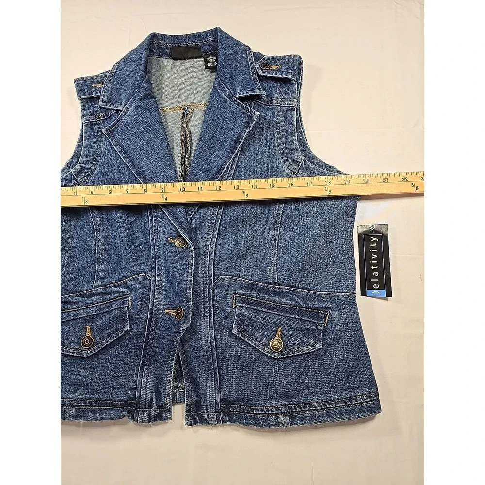 Relativity Denim Vest NWT‎ Stretch Western Y2K Women's Large